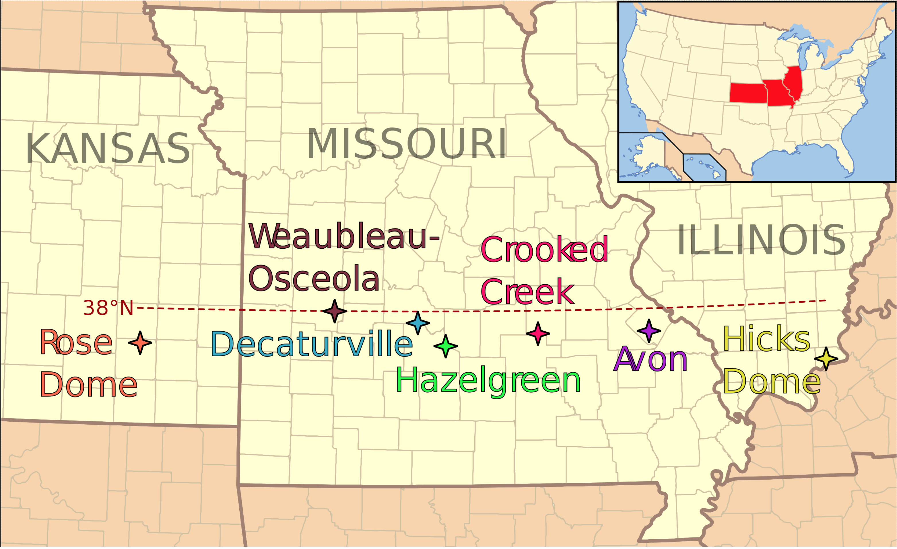 Locations of the 38th parallel structures. source wikipedia