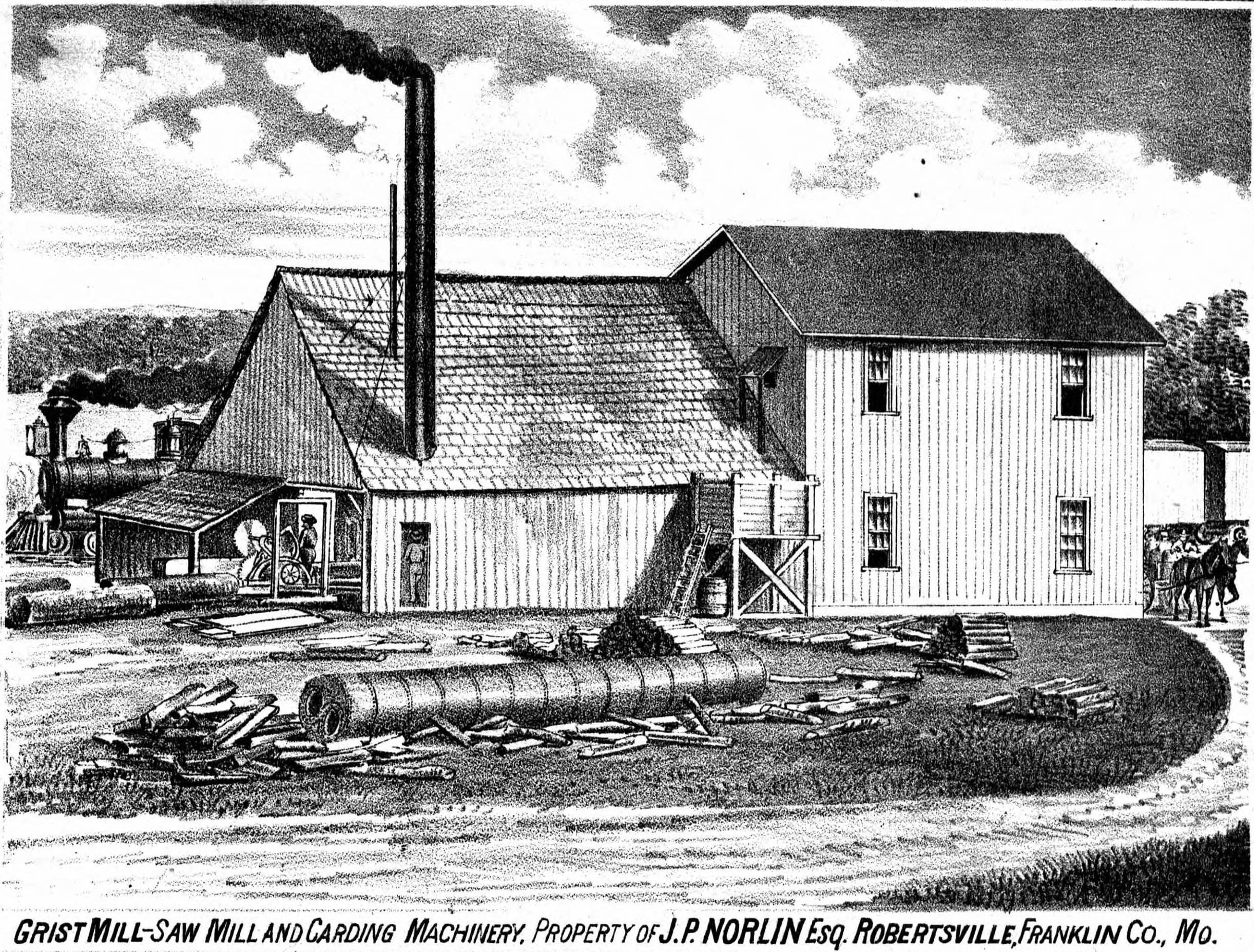 grist mill, saw mill, and carding machinery property of jp norlin esq., Robertsville, Franklin County, MO